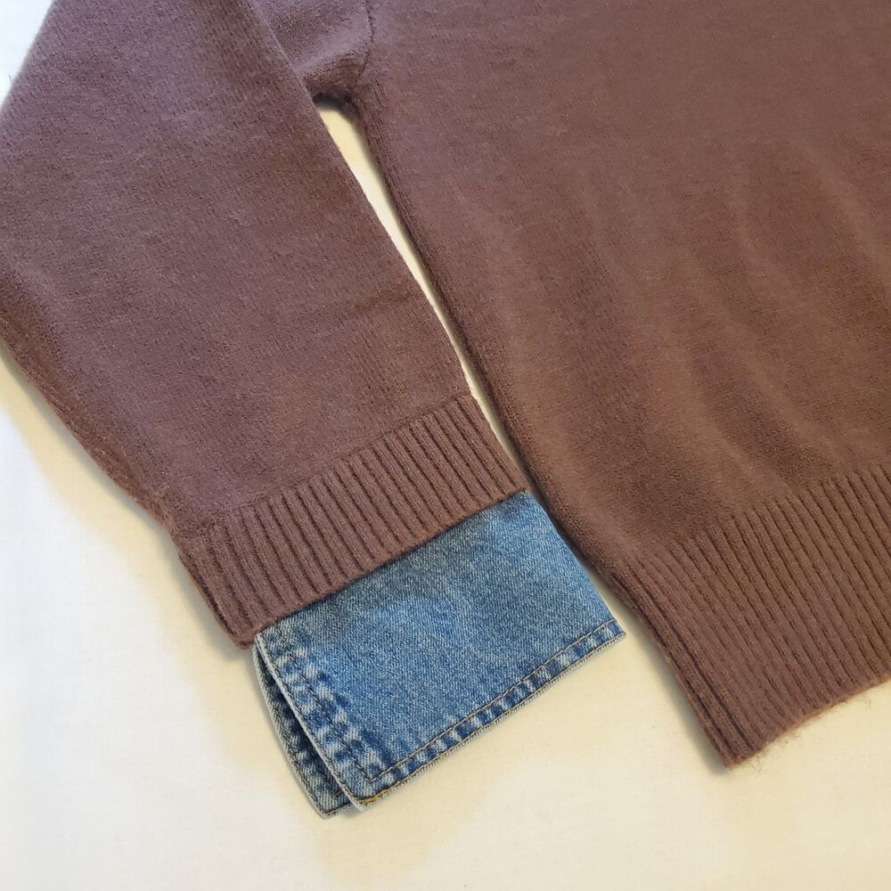 Revolve Commence Denim Collared Brown Sweater Womens Sz M Preppy Chic - Picture 7 of 11